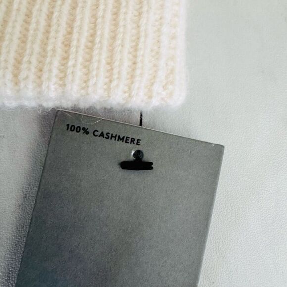 Nordstrom Faux Fur Cashmere Pompom Beanie, Pink, 100% Ivory Cream, NWT - Picture 7 of 10